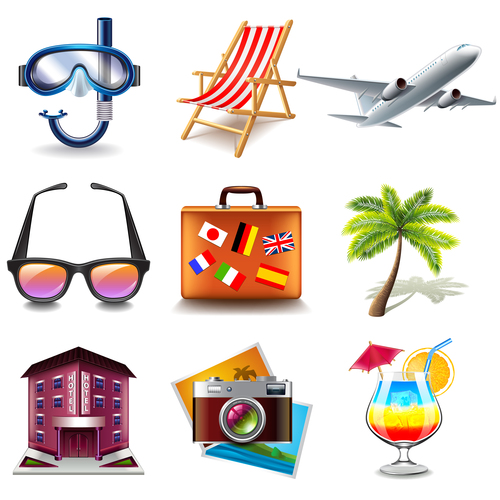 Summer holiday icons vector