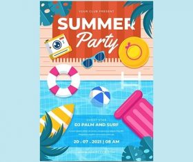 Summer party vertical poster template vector