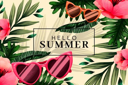 Summer plant background card vector