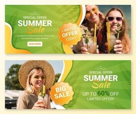 Summer sale banner template vector