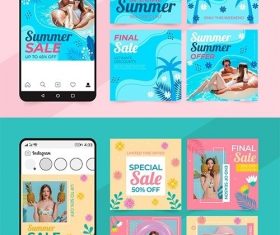 Summer sales social media posts set