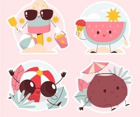 Summer vibes stickers set vector