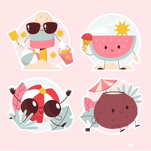 Summer vibes stickers set vector