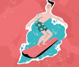Surfing boy vector