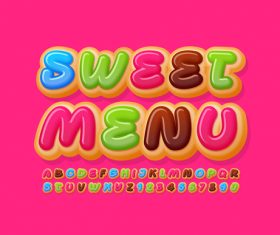 Sweet menu 3d font editable text style effect vector