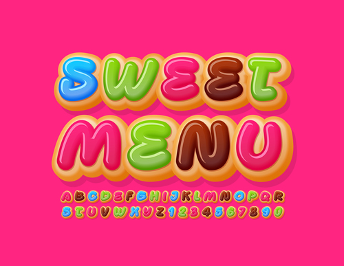 Sweet menu 3d font editable text style effect vector