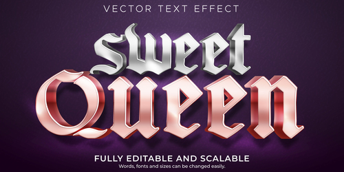 Sweet queen editable font 3d vector