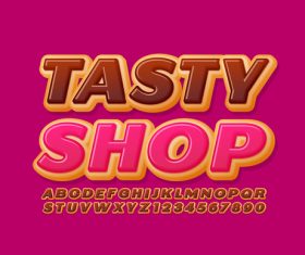 Tasty shop 3d font editable text style effect vector
