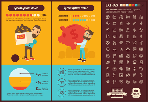 Tax infographic elements vector