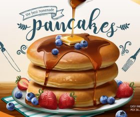 The best homemade pancakes 3d style vector