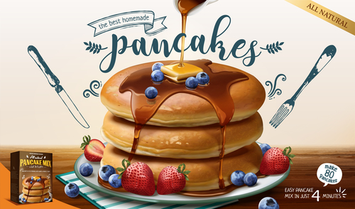 The best homemade pancakes 3d style vector