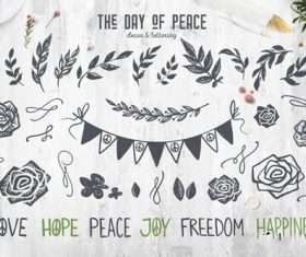 The day of peace decor lettering vector