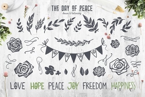 The day of peace decor lettering vector