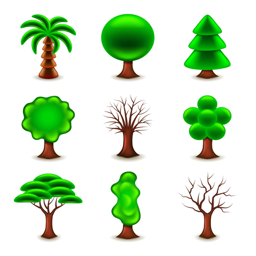 Tree forms icons vector