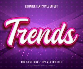 Trends editable font 3d vector