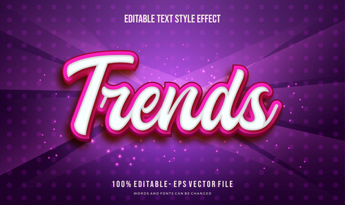Trends editable font 3d vector
