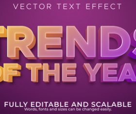 Trends of the year editable font 3d vector