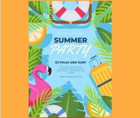 Tropical plants and animals summer party card vector