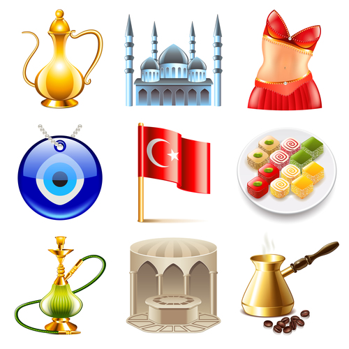 Turkey icons vector