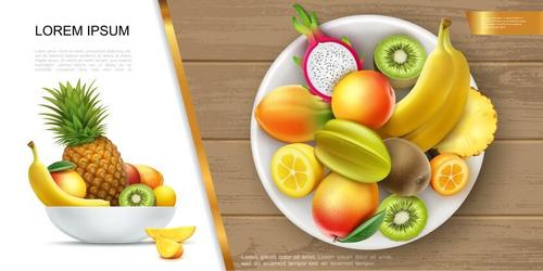 Various fresh fruit flyer vector