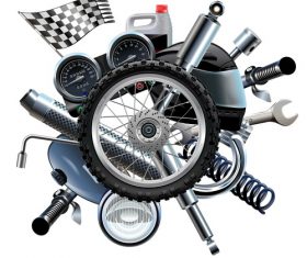 Vector Motorcycle Spares with Wheel
