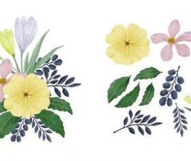 Vector flowers painted with watercolors