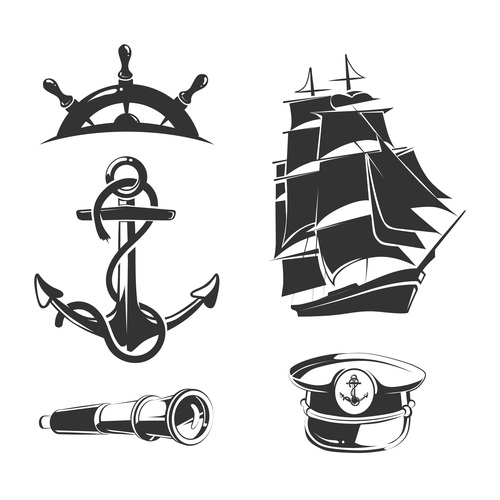Vector nautical elements for vintage labels
