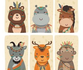 Vintage animal character collection illustration vector