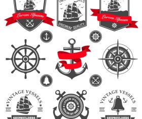 Vintage vessels label vector