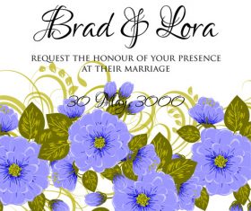 Watercolor illustration wedding invitation card vector