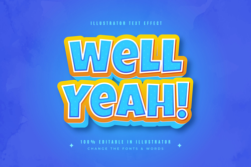 Well yeah 3d font editable text style effect vector