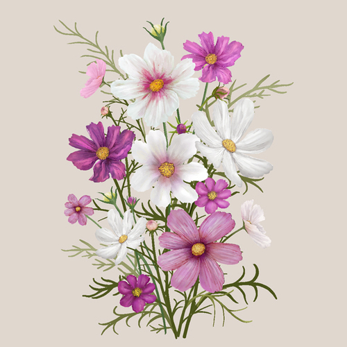 White and purple flowers watercolor painting background vector