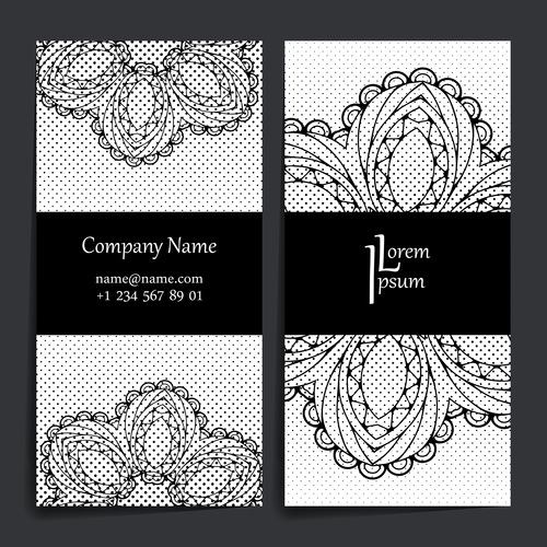 White floral pattern company business card vector