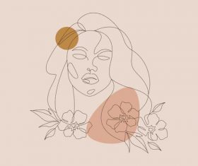 Woman portrait line sketch vector