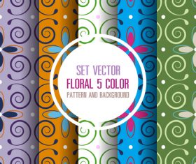 5 color patterns seamless background vector