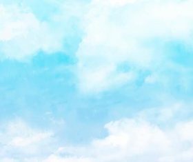 A few white clouds on the sky watercolor painting vector