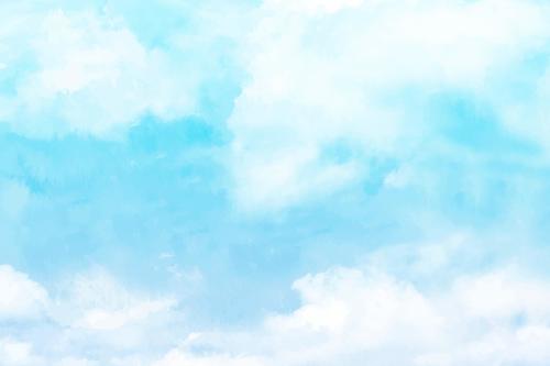 A few white clouds on the sky watercolor painting vector