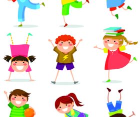 Active children cartoon illustration vector
