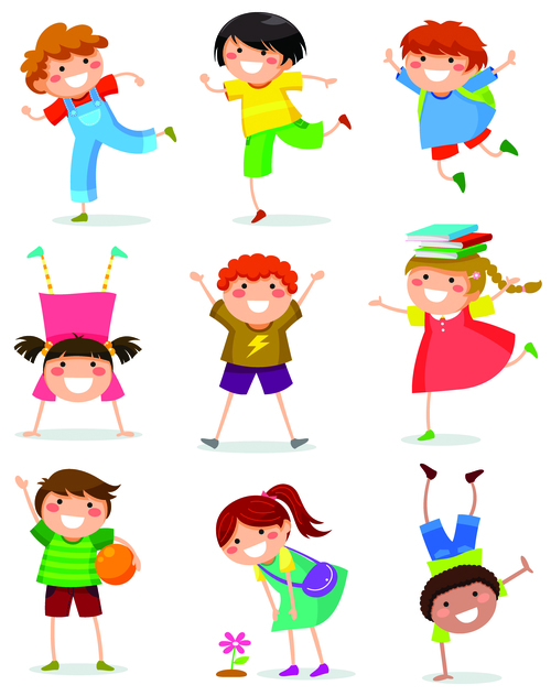Active children cartoon illustration vector