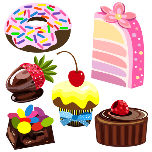 All kinds of delicious desserts vector
