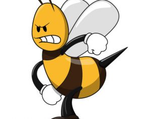Angry bee icon vector
