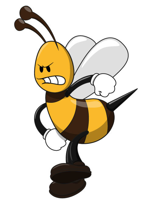 Angry bee icon vector