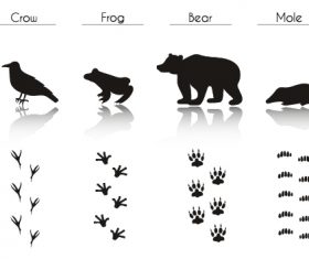 Animal and footprint silhouette vector