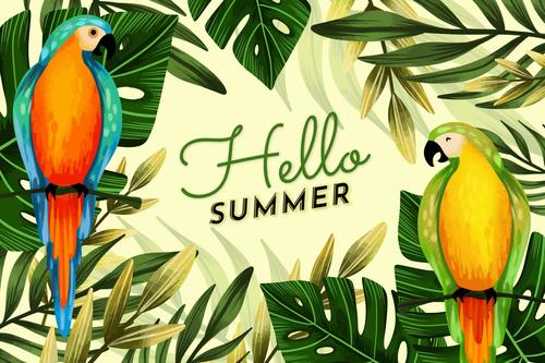 Animal background summer card vector