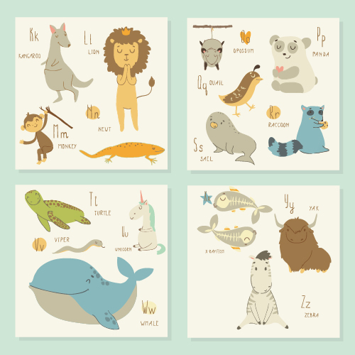 Animal literacy card vector