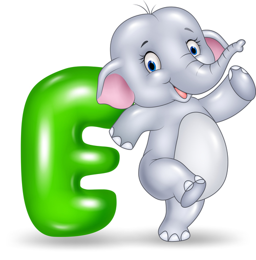 Baby elephant and alphabet vector