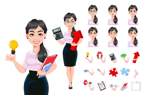 Beautiful successful business woman cartoon vector free download