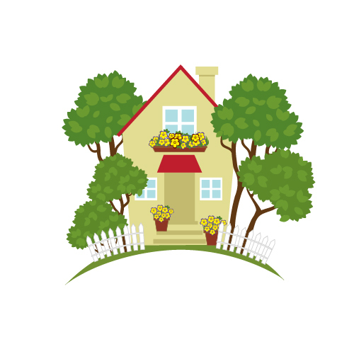 Beautifully decorated country house vector