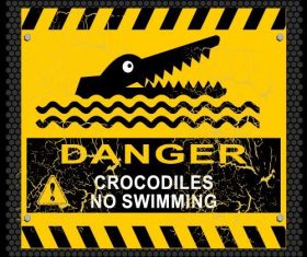 Beware of crocodile warning sign vector