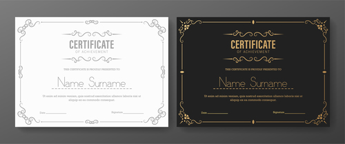 Black and white cover certificate vector